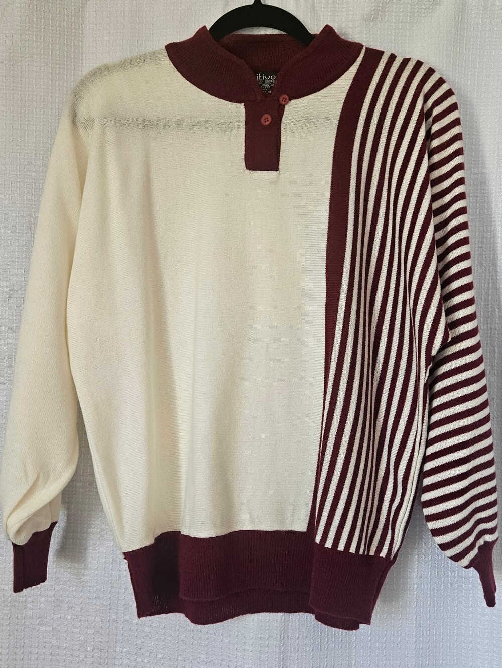 Vintage 80s Korean KNITIVO Striped Sweater